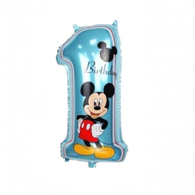 Folijski balon – broj 1 Mickey Mouse, plavi