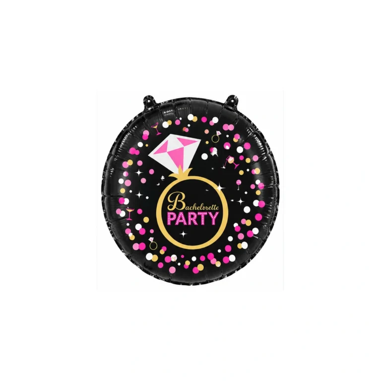 Folijski balon Bachelorette Party – crno-rozi, okrugli, 18″