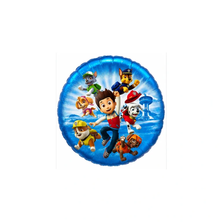 Folijski balon Patrolne šape – plavi, okrugli, 18″