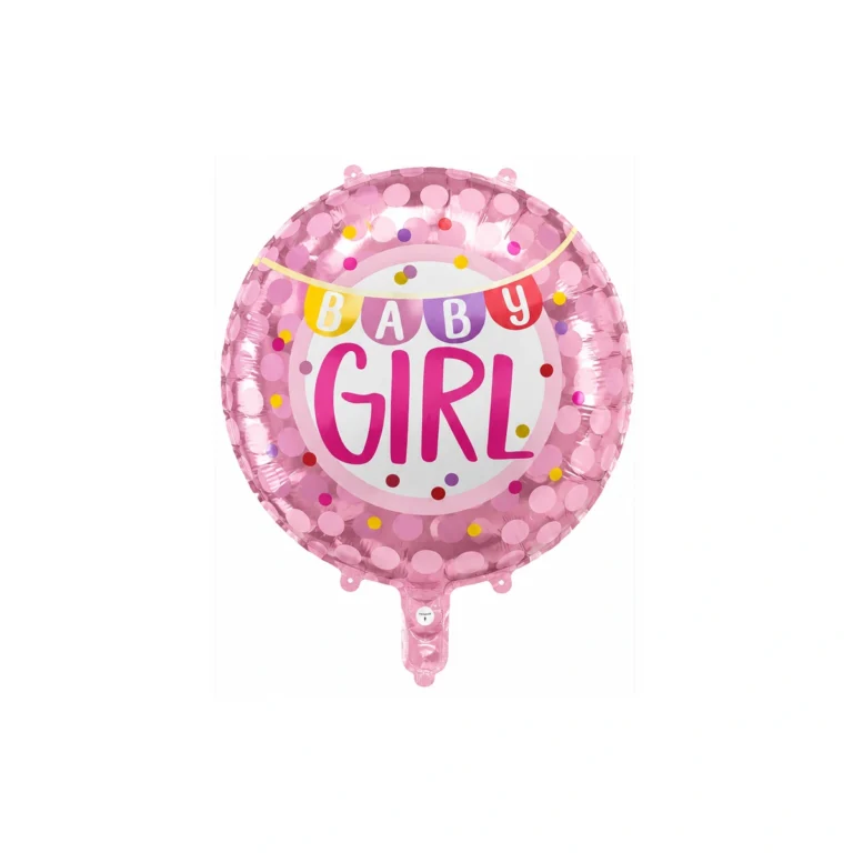 Okrugli folijski balon – Baby Girl, rozi, 18″