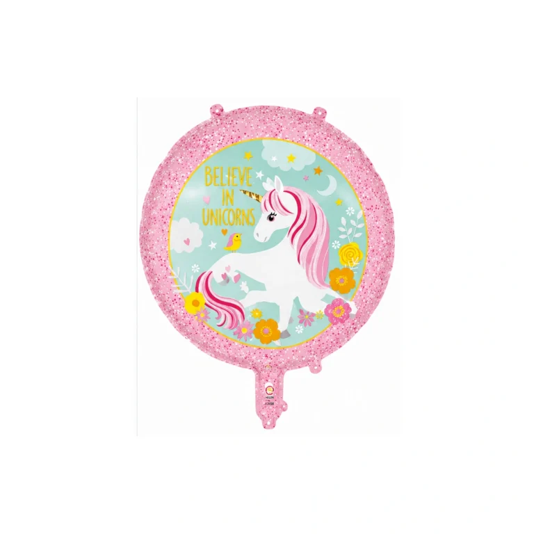 Okrugli folijski balon – Believe in Unicorns, 18″