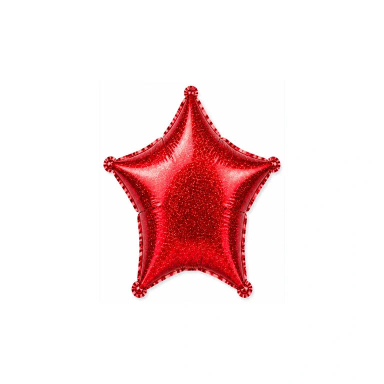 Folijski balon zvijezda – crveni glitter, 18″