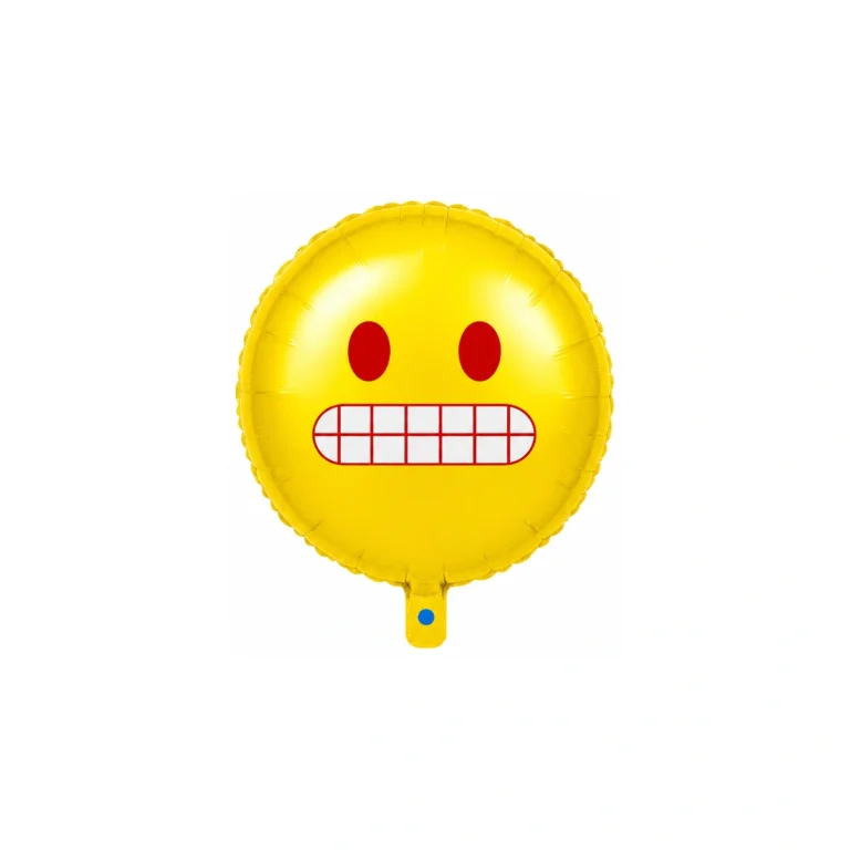Okrugli folijski balon – emoji sa stisnutim zubima, 18″