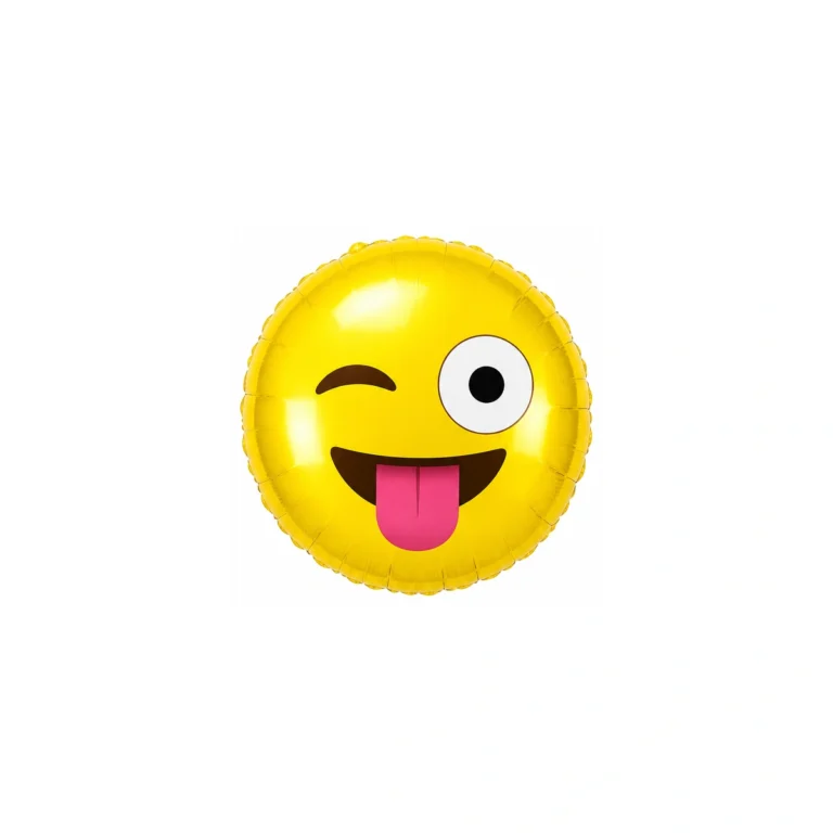 Okrugli folijski balon – emoji koji namiguje i pokazuje jezik, 18″