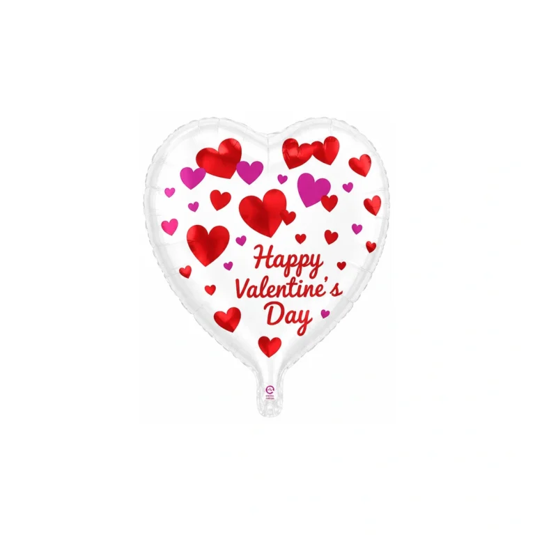 Folijski balon srce Happy Valentine's Day – bijeli, 18″