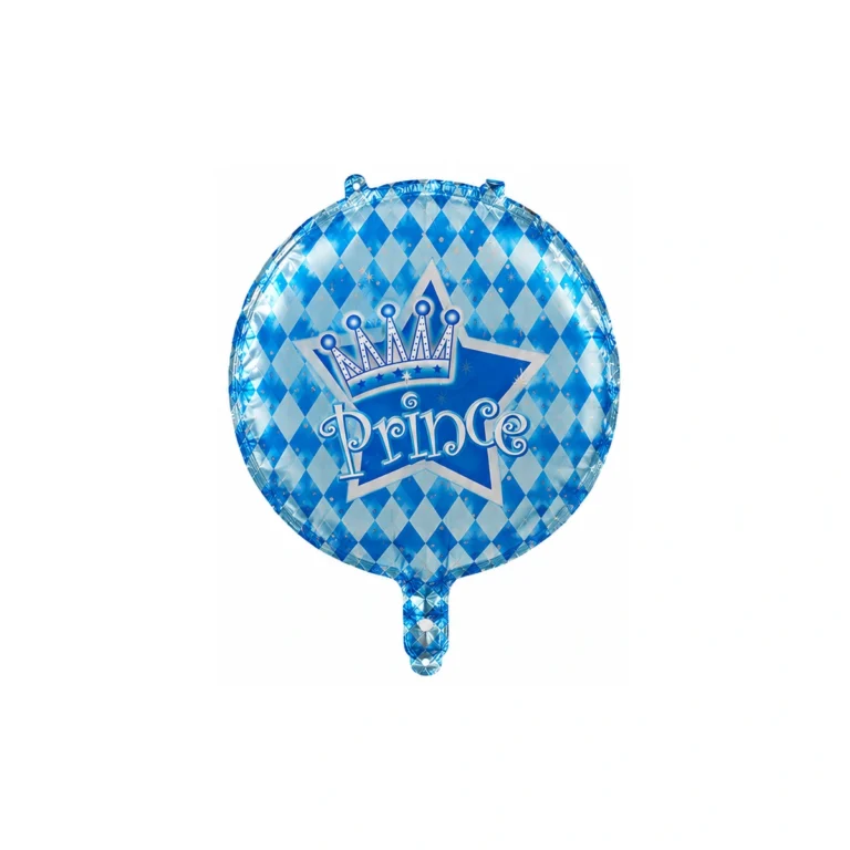 Okrugli folijski balon – Prince, kruna i zvijezde, 18″