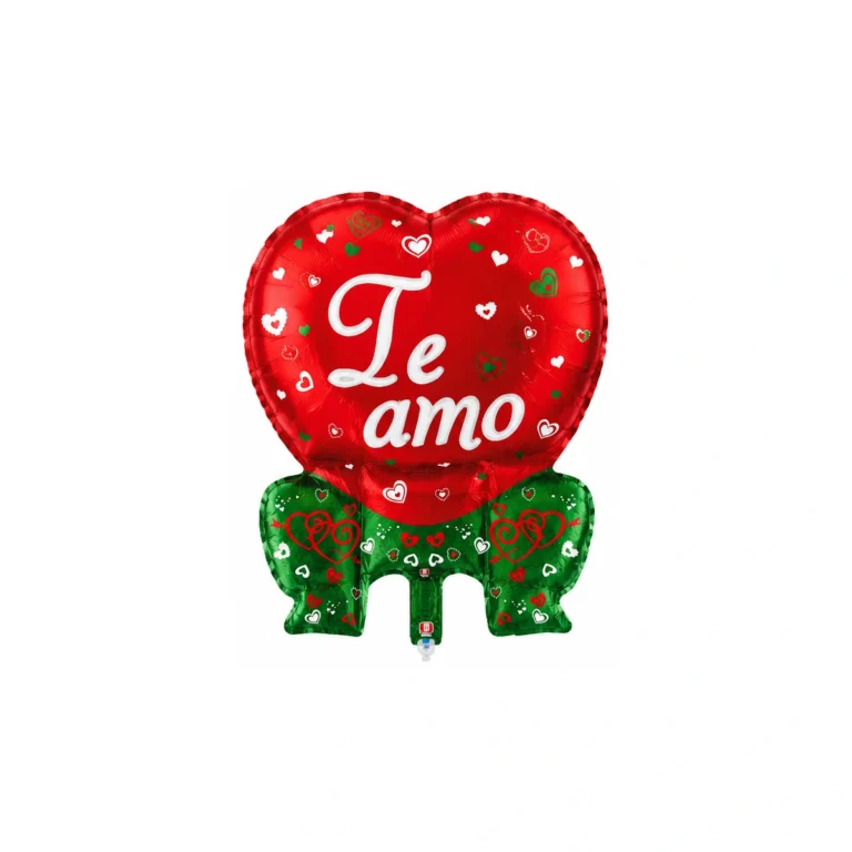 Folijski balon srce Te Amo s mašnom – na zrak