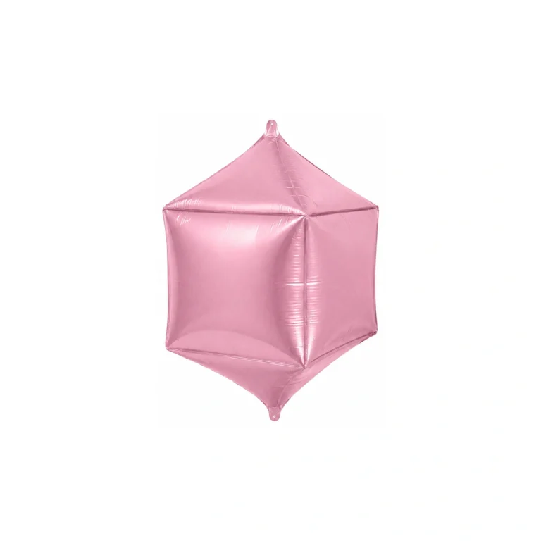 Folijski balon – svijetloroza 4D kocka