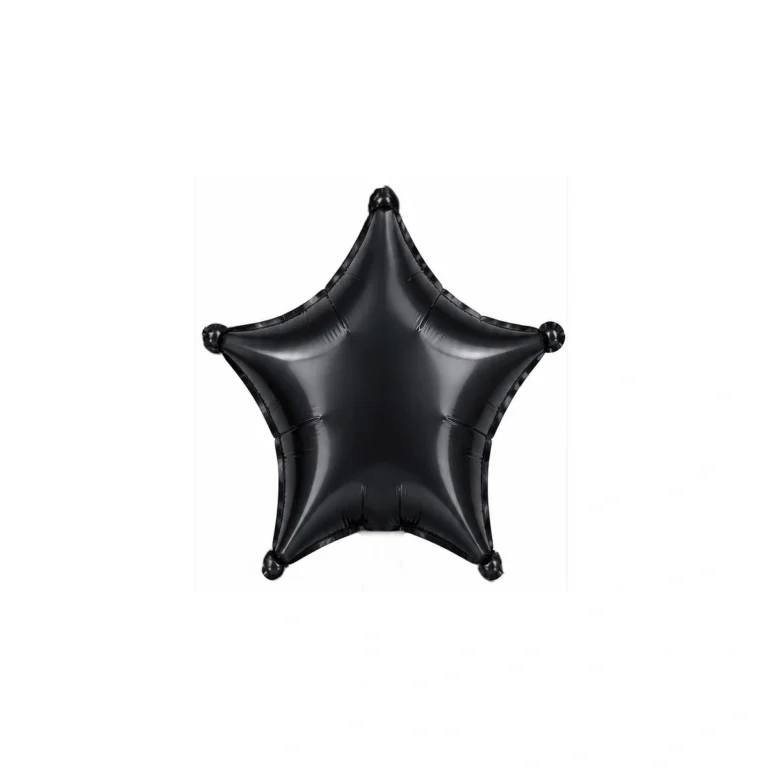 Folijski balon zvijezda – crni saten, mat, 18″