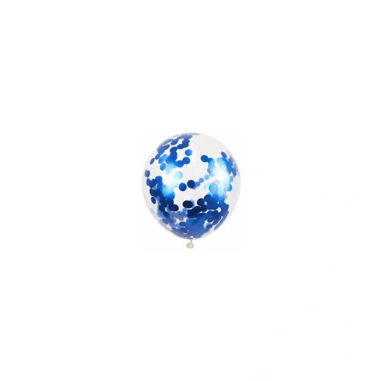 Prozirni lateks balon sa plavim konfetima, 10″