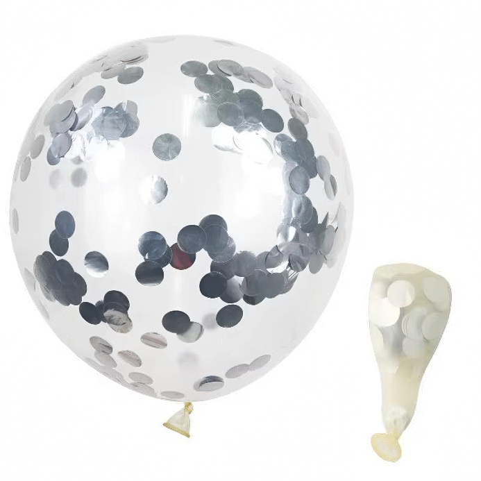 Lateks balon – srebrne konfete