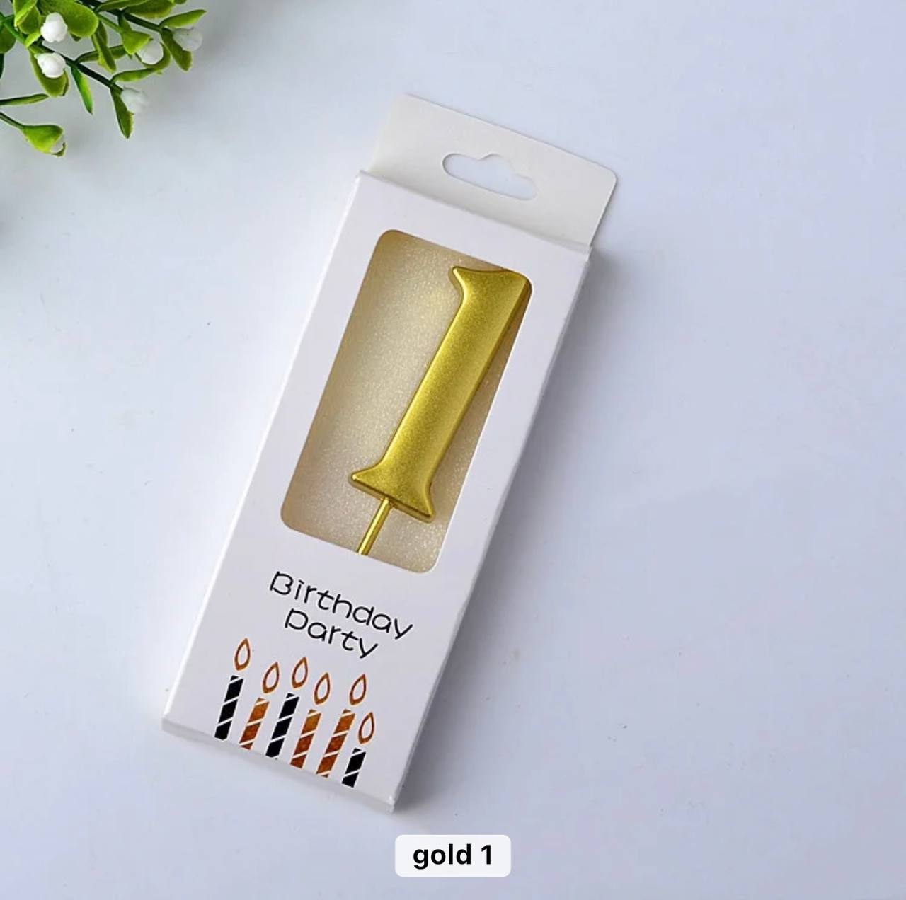 Svjećica za tortu broj 1, zlatna, Elegant, 5,5 cm