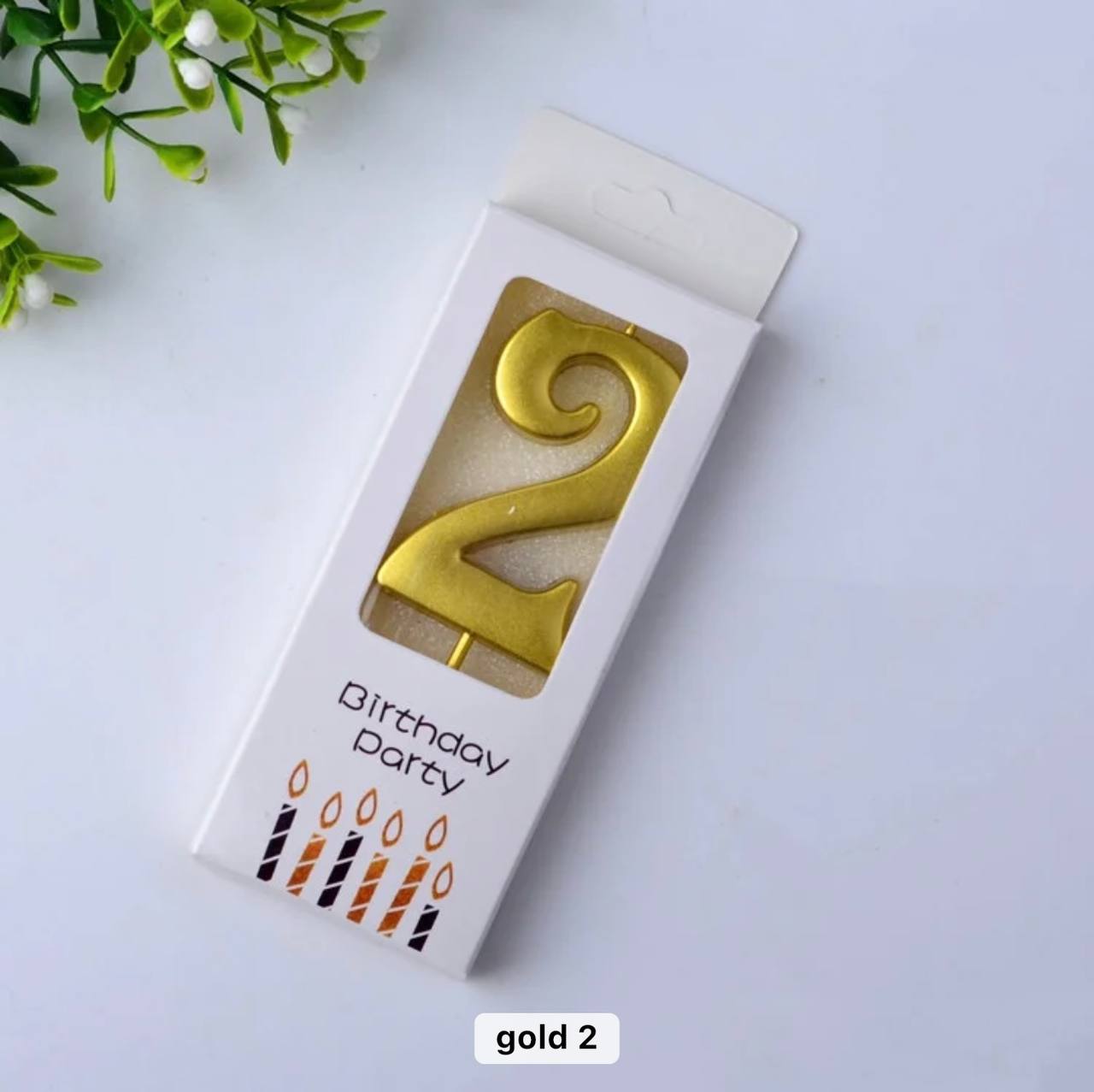 Svjećica za tortu broj 2, zlatna, Elegant, 5,5 cm