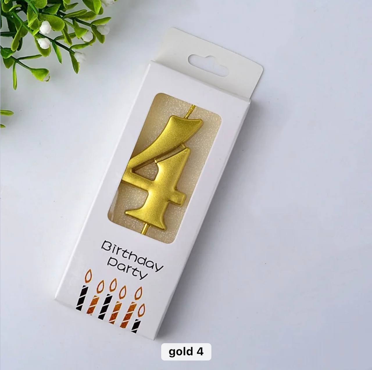 Svjećica za tortu broj 4, zlatna, Elegant, 5,5 cm