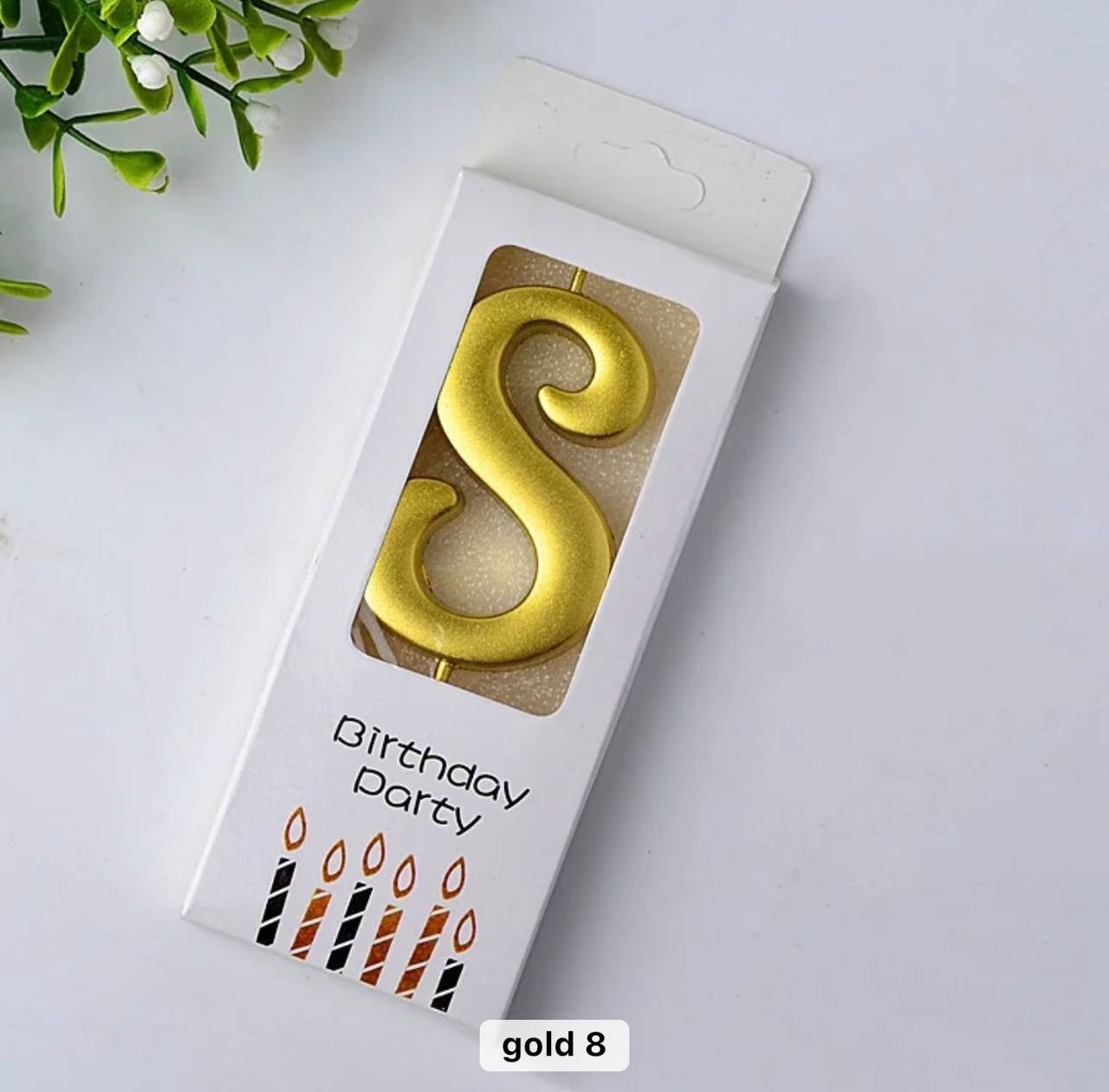 Svjećica za tortu broj 8, zlatna, Elegant, 5,5 cm