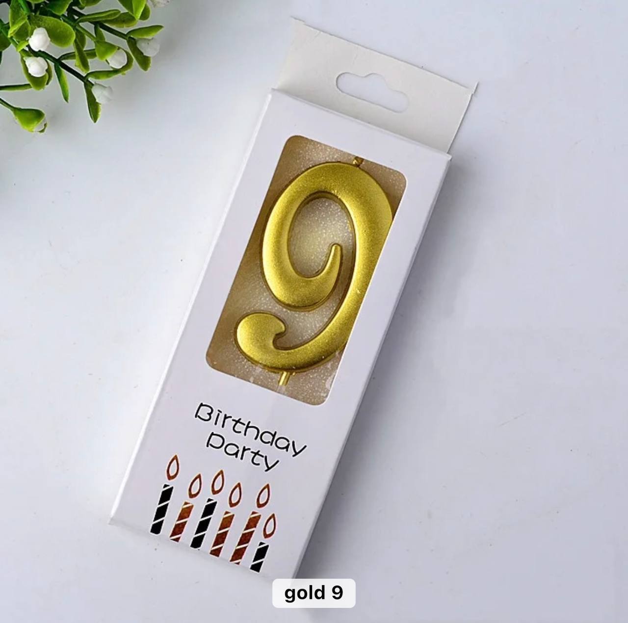 Svjećica za tortu broj 9, zlatna, Elegant, 5,5 cm