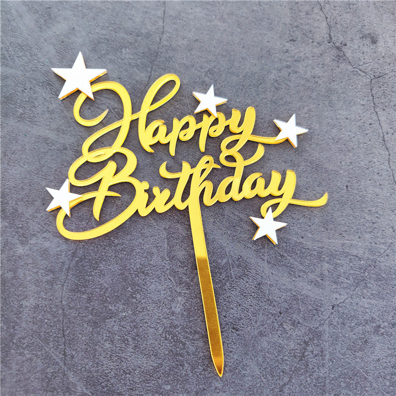 Toper za tortu Happy Birthday 01 sa zvjezdicama