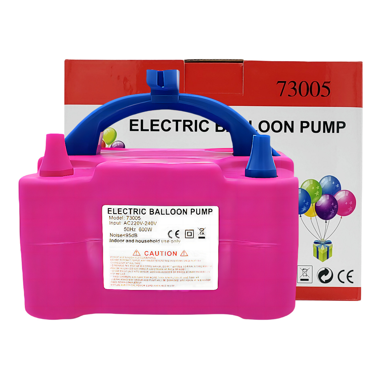 Električna pumpa za balone s dva izlaza, pink