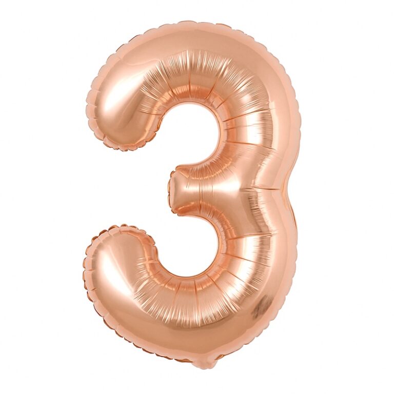 Folijski balon broj 3 – rose-gold, 40″