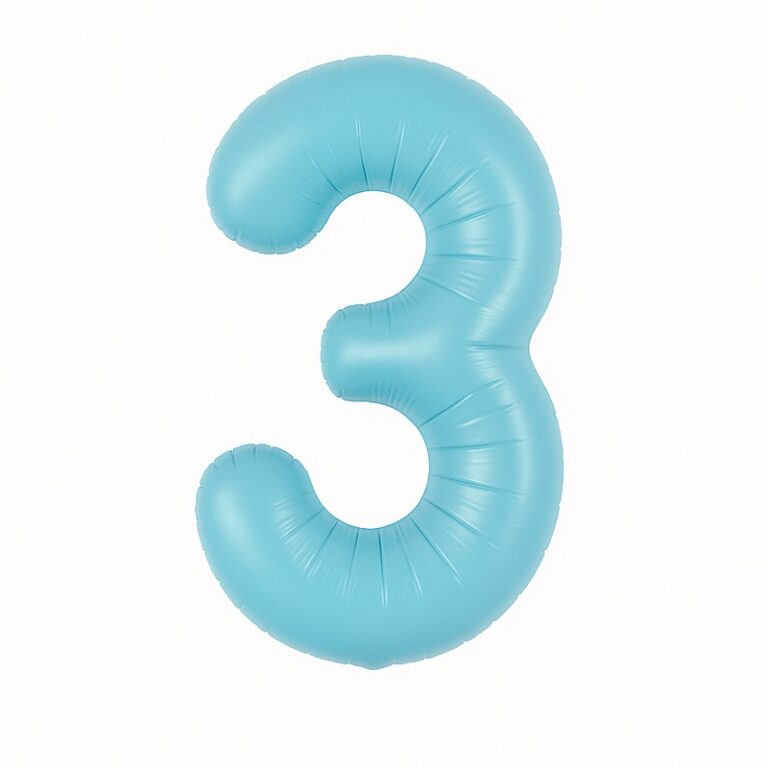 Folijski balon broj 3 – nježno plava, 40″
