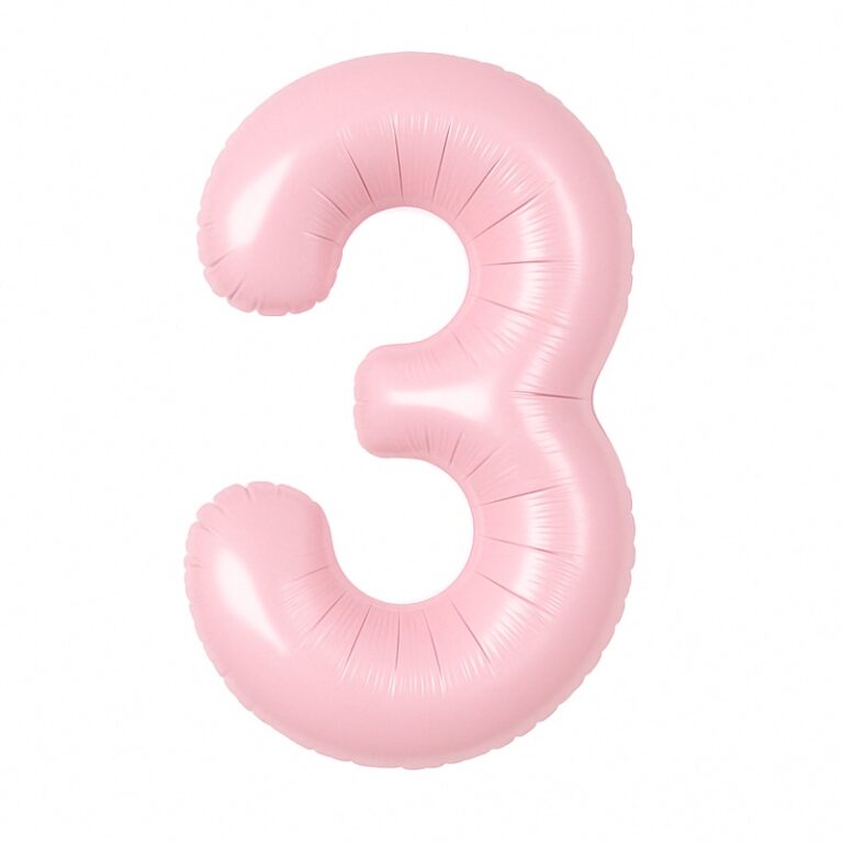 Folijski balon broj 3 – nježno roza, 40″