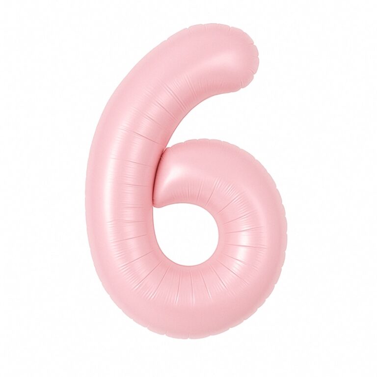 Folijski balon broj 6 – nježno roza, 40″