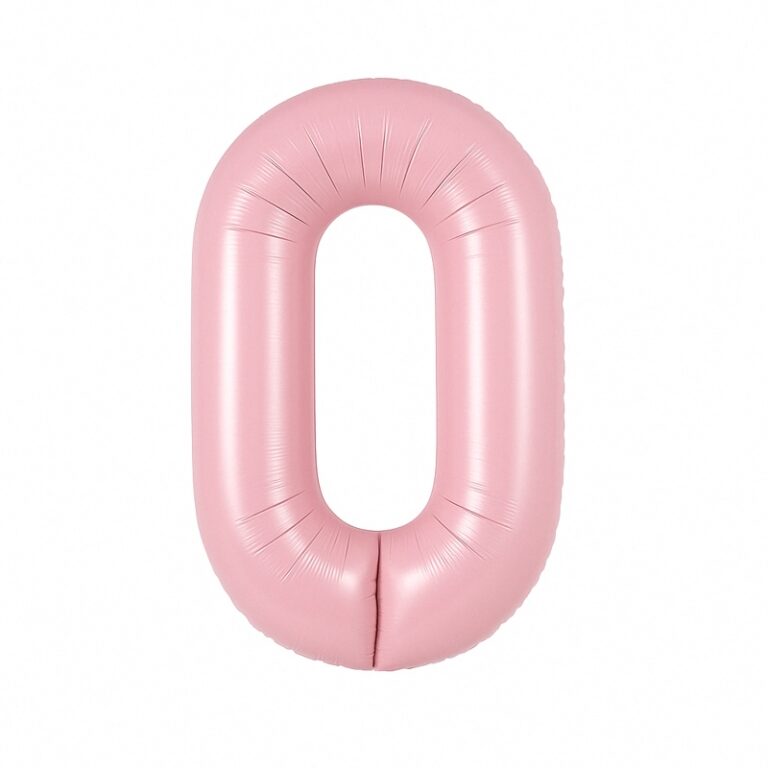 Folijski balon broj 0 – nježno roza, 40″