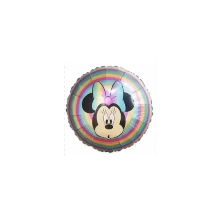 Okrugli folijski balon – Minnie Mouse s duginim krugovima, 18″