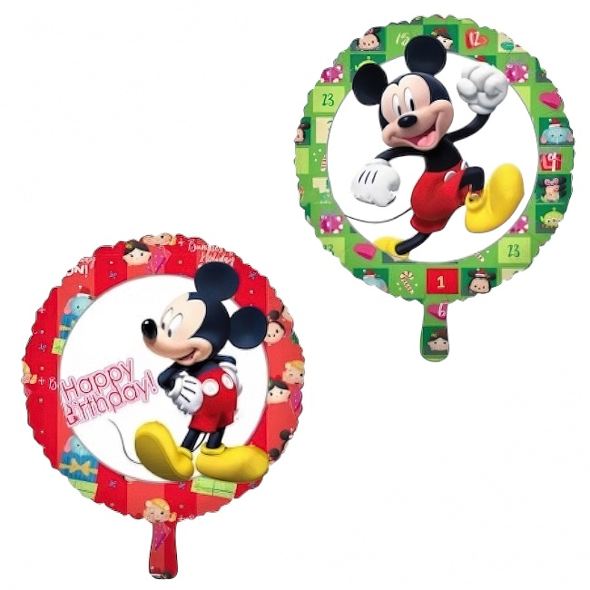 Okrugli folijski balon – Mickey Mouse, crveni, 18″