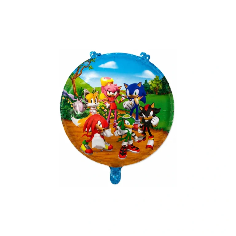 Folijski balon Sonic – šest heroja, okrugli, 18″