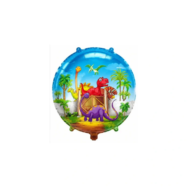 Okrugli folijski balon – šareni dinosaurusi, 18″