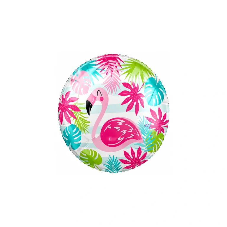 Folijski balon flamingo – šareni, okrugli, 18″