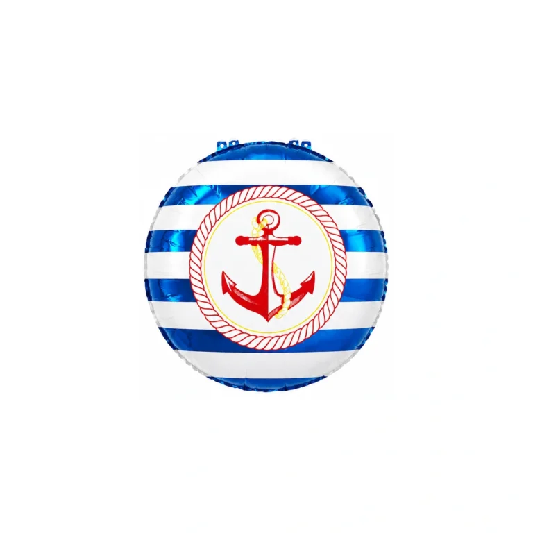Okrugli folijski balon – sidro i mornarske pruge, 18″