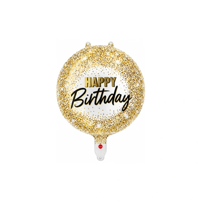 Folijski balon Happy Birthday – zlatne konfete, 18″
