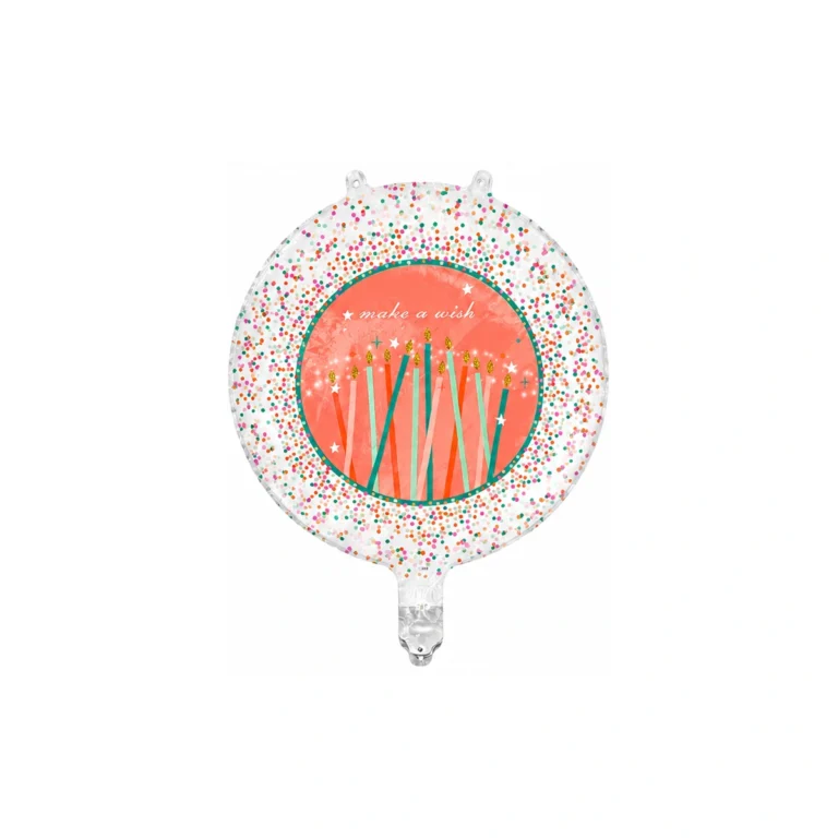 Okrugli folijski balon Make a Wish – rozi sa svjećicama, 18″
