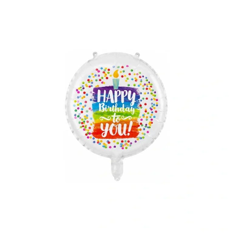 Okrugli folijski balon Happy Birthday to You – svijeća i konfete, 18″