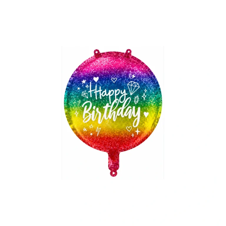 Folijski balon Happy Birthday – dugine boje, 18″