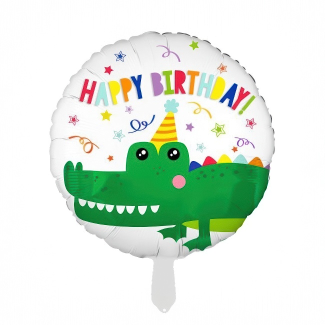 Okrugli folijski balon – krokodil Happy Birthday, 18″