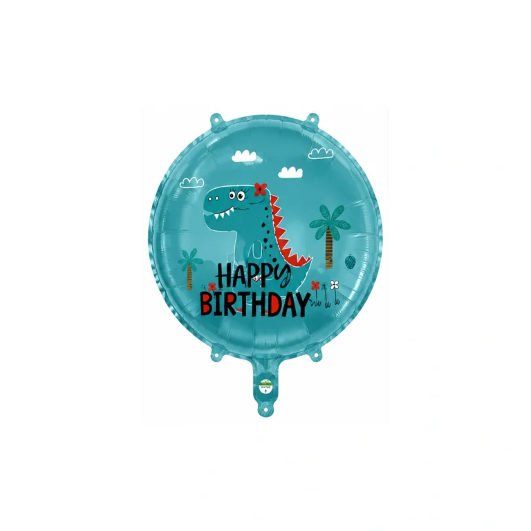 Okrugli folijski balon – dinosaurus Happy Birthday, 18″