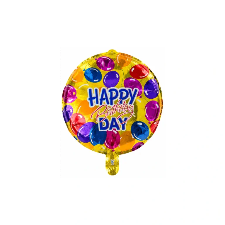 Folijski balon Happy Birthday Day – zlatni, 18″