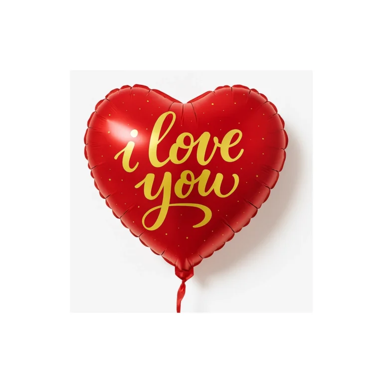 Folijski balon srce – I Love You, crveni sa zlatnim natpisom, 18″