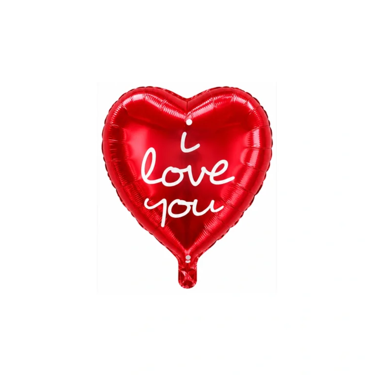 Folijski balon srce – I Love You, crveni s bijelim natpisom, 18″