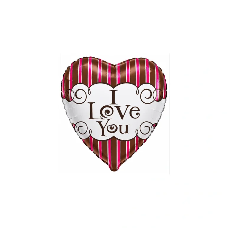 Folijski balon srce – I Love You, pruge, 18″
