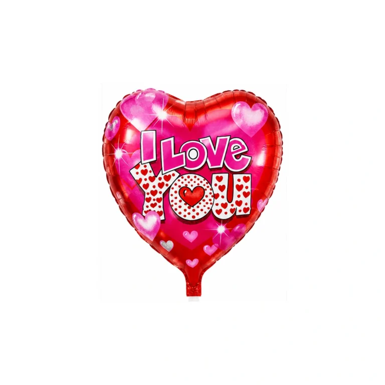 Folijski balon srce – I Love You, roza i bijela srca, 18″