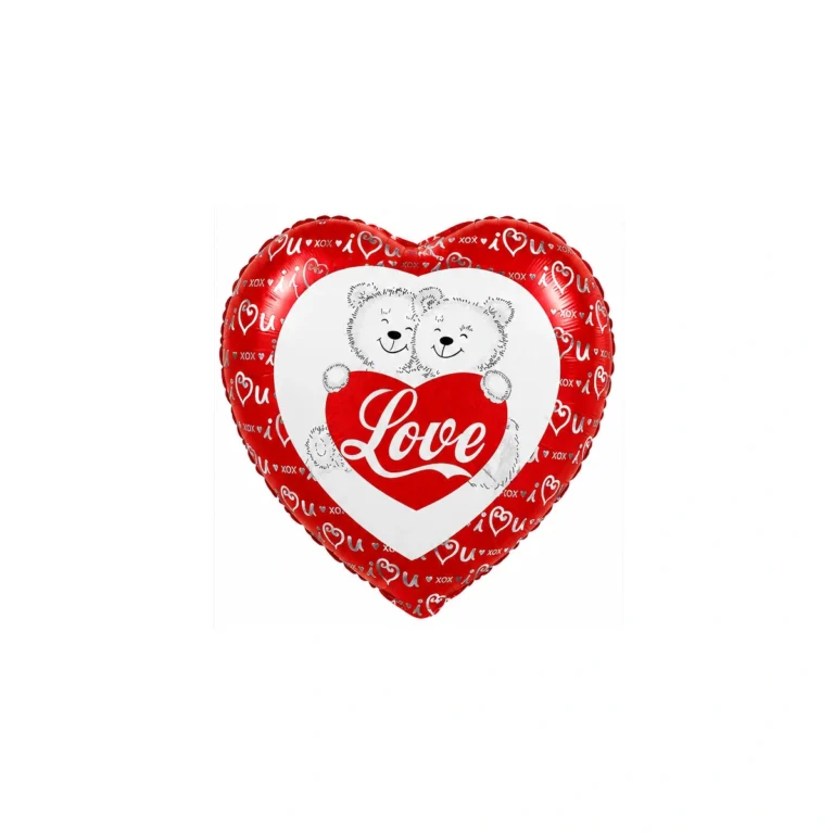 Folijski balon srce Love – crveni s medama, 18″