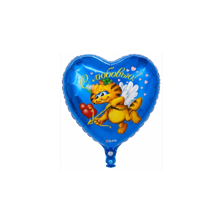 Folijski balon srce – mačak Kupidon, 18″