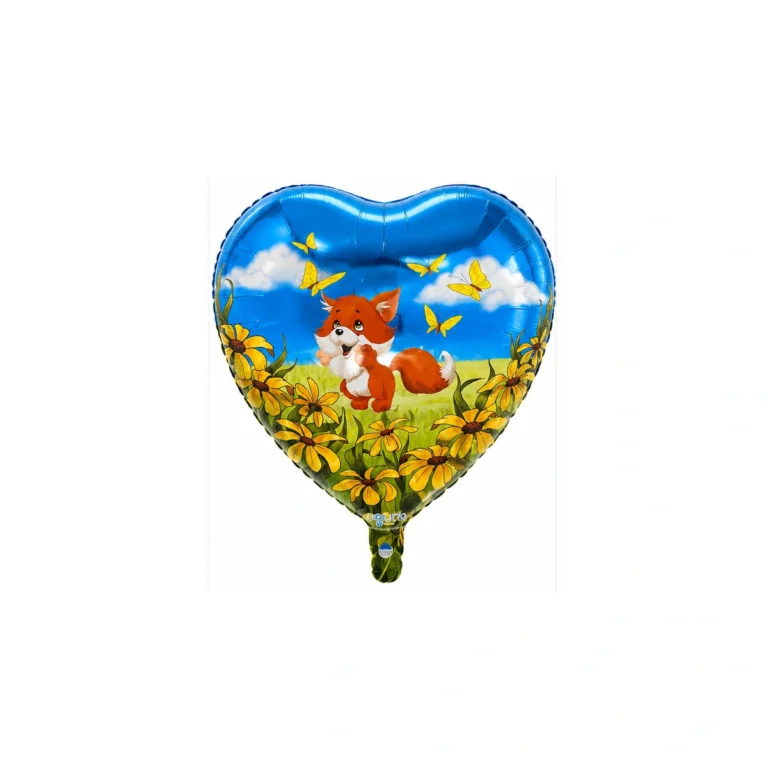 Folijski balon srce – lisica i leptir, 18″