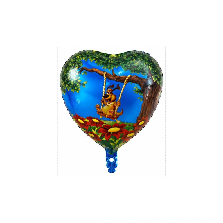 Folijski balon srce – pas na ljuljašci, 18″