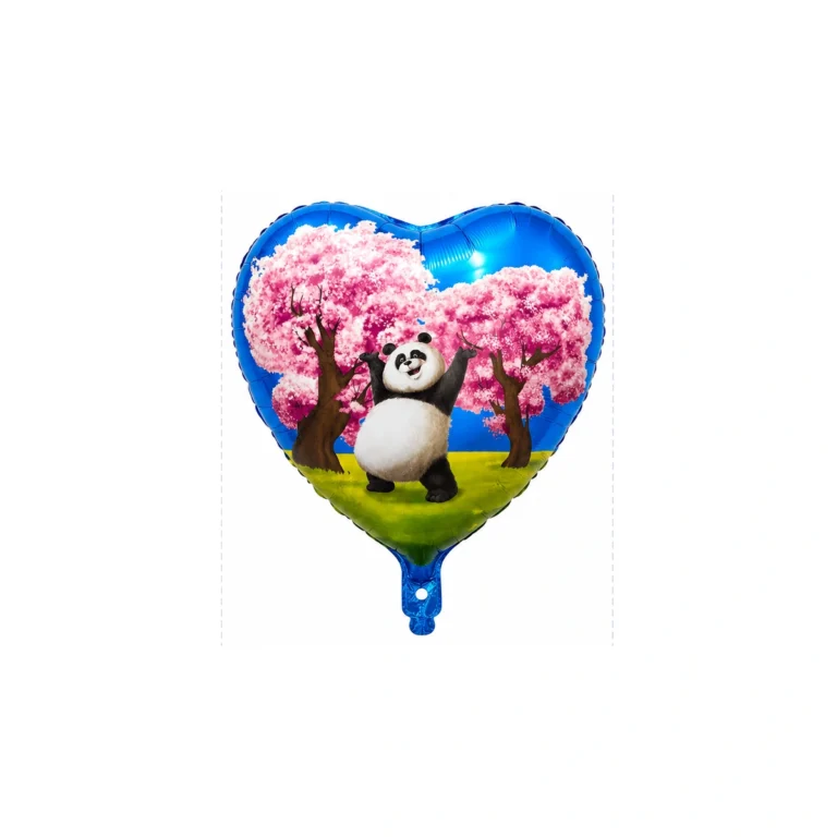 Folijski balon srce – panda i sakura, 18″