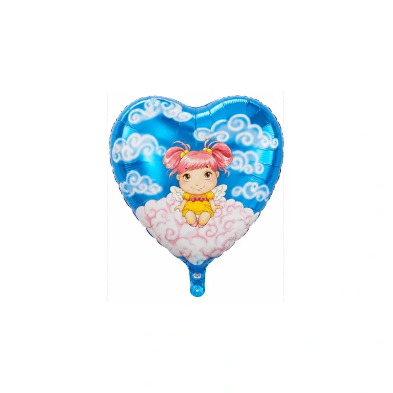 Folijski balon srce – djevojčica na oblacima, 18″
